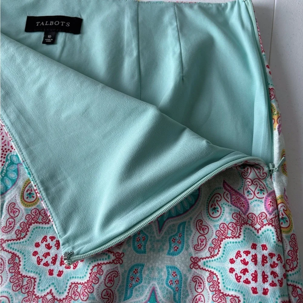 Talbots A-Line Skirt Size 10 All‎ Over Print Boho Preppy Colorful Cottagecore